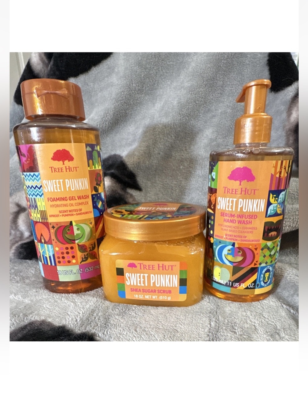 Tree Hut Sweet Pumpkin Gel Wash, Hand Wash & Shea Sugar Scrub Set 18 oz
